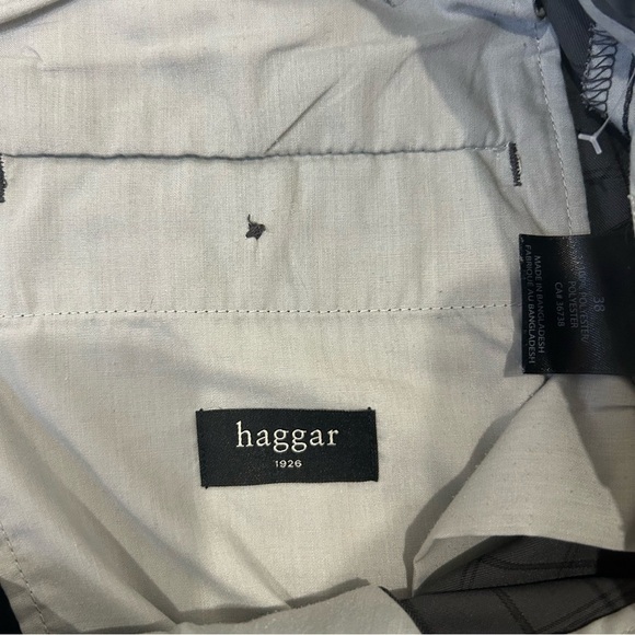 (*) Haggar Mens Dark Grey Plaid Shorts Golf Dress Size Flat Front size 38 - Picture 4 of 5